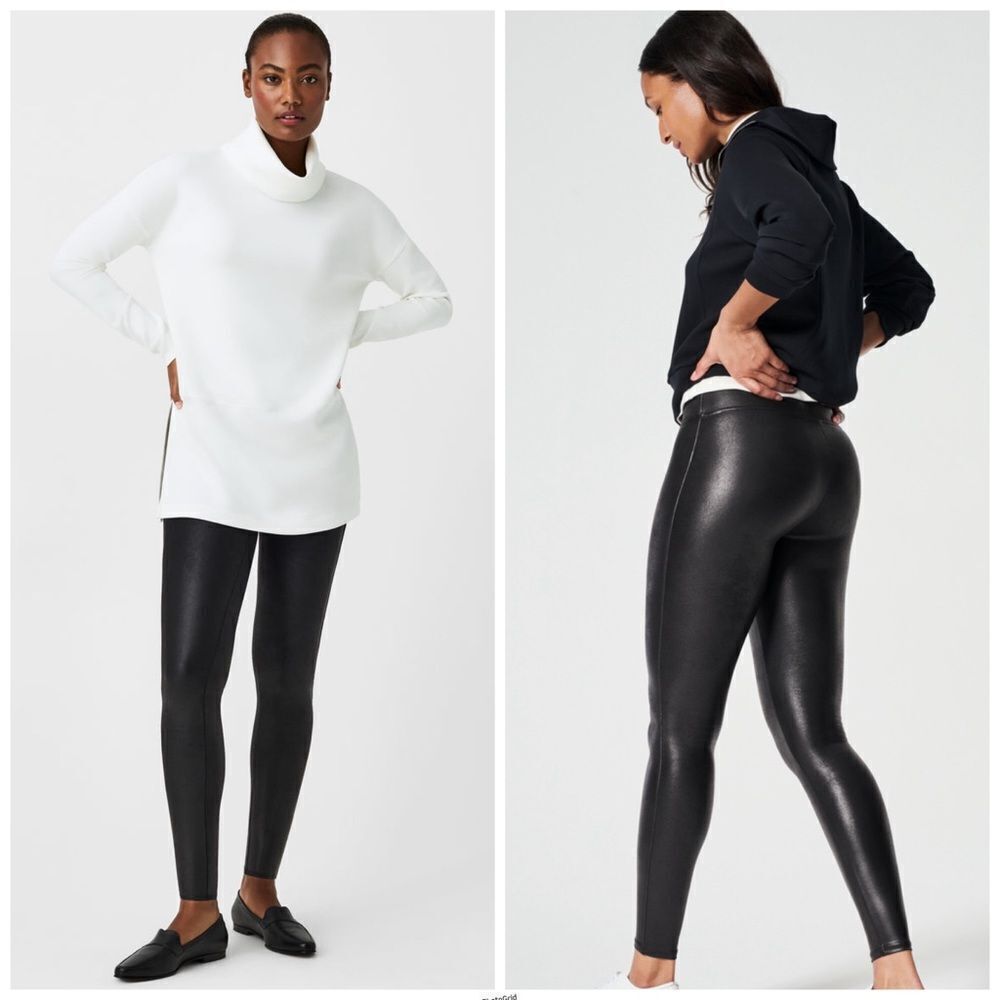 Spanx Faux Leather Shiny Black Leggings